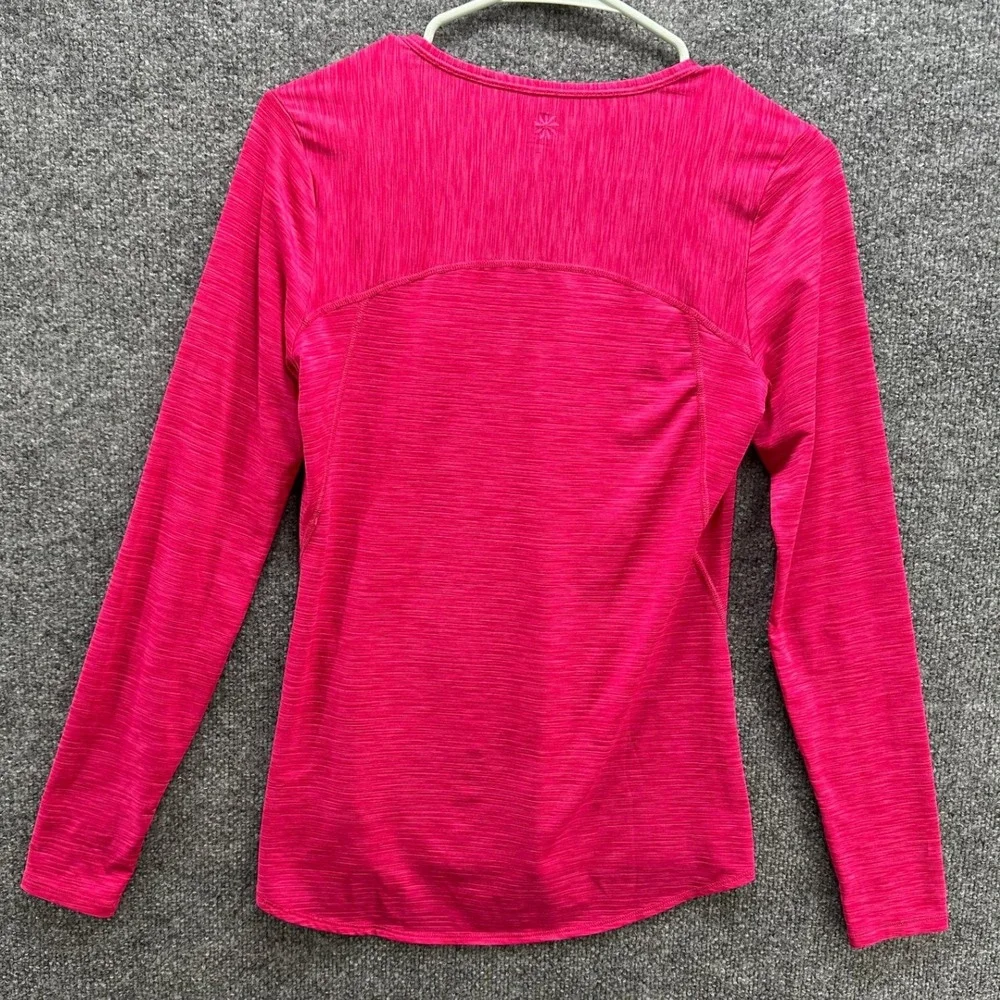Athleta Womens Pink Space Dye Long Sleeve Scoop Neck Thumbhole Active Top Small - Picture 5 of 10